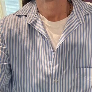 Frank & Eileen Blue and White Striped Shirt